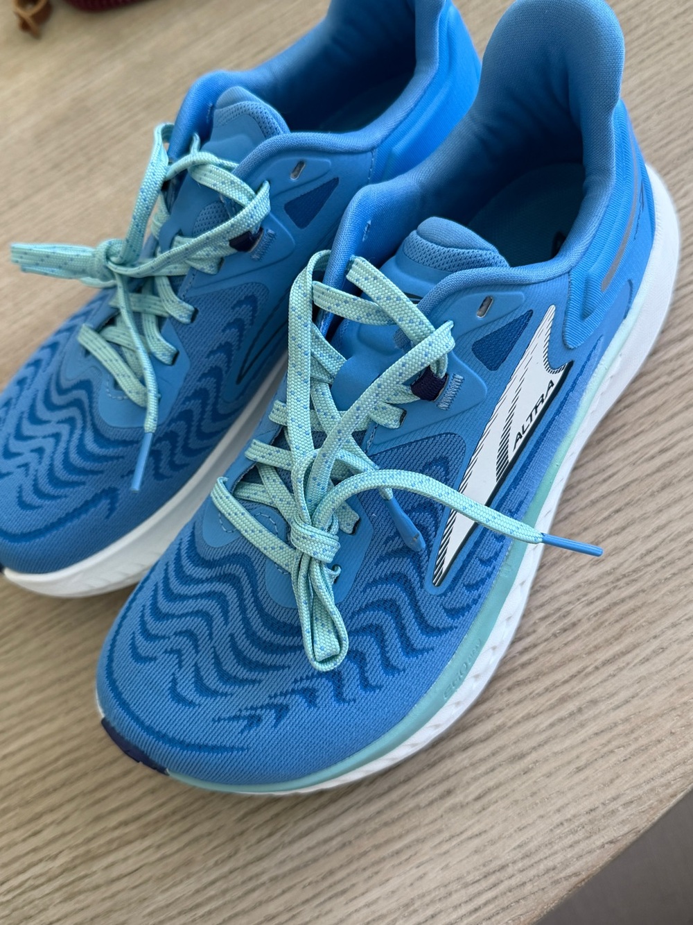 Altra Women's Bright Blue Athletic Running Sneakers with Mint Laces